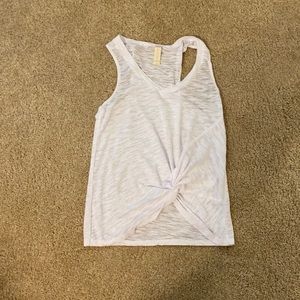 White Knotted Front Tank Top